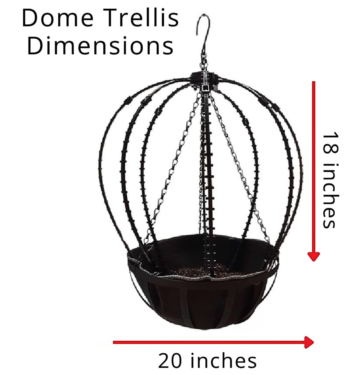 Scroll Trellis® Solar Dome Trellis for Hanging Baskets | Lighted Plant Support for Vines