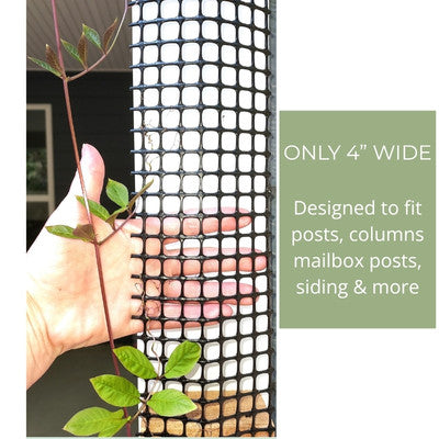 Scroll Trellis narrow trellis measuring 4 inches wide, designed for deck posts, porch columns, mailbox posts, and siding.