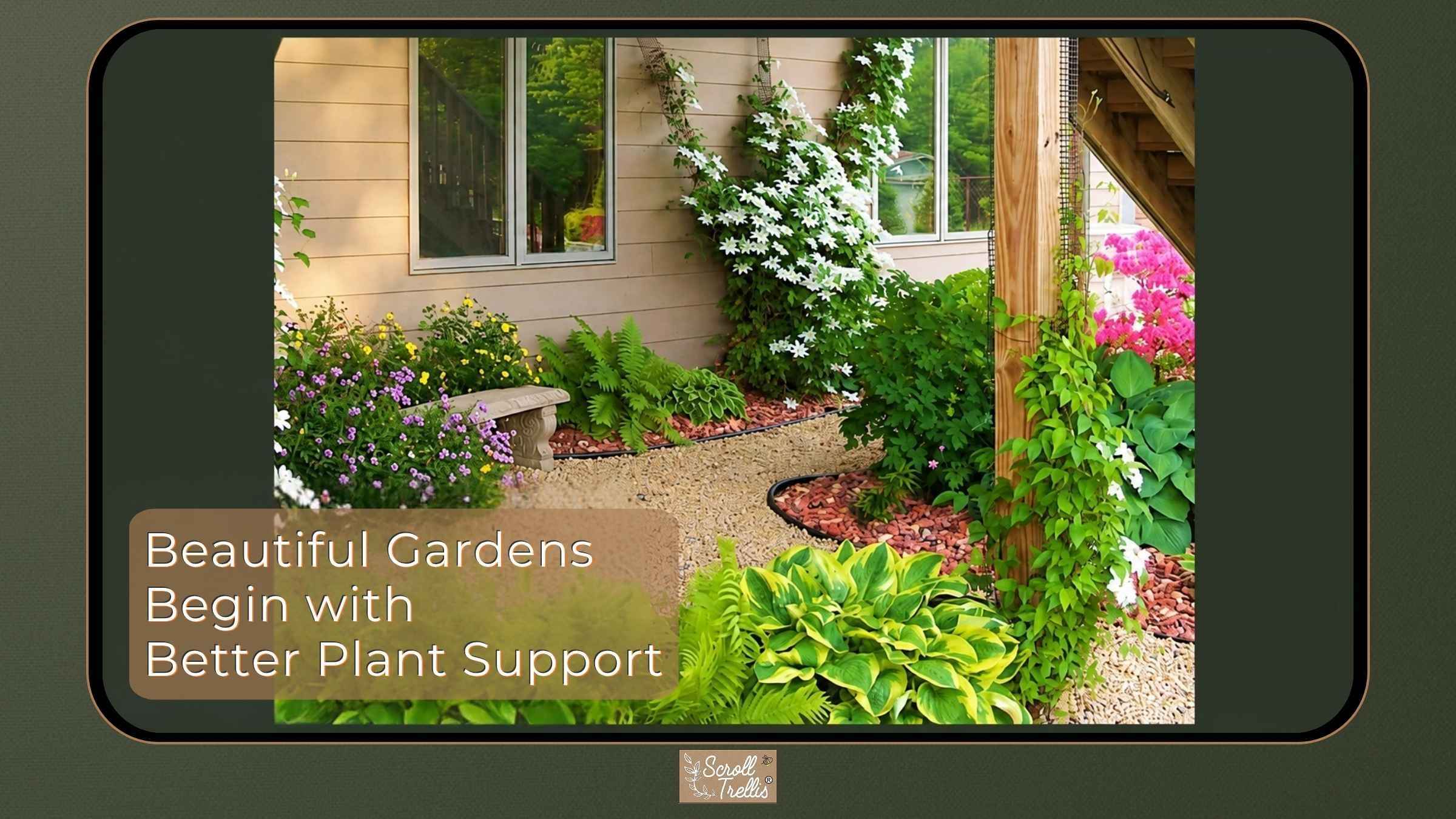 Clematis trellis wall mounted on posts, siding, wall, mailbox, downspout, fence, pergola