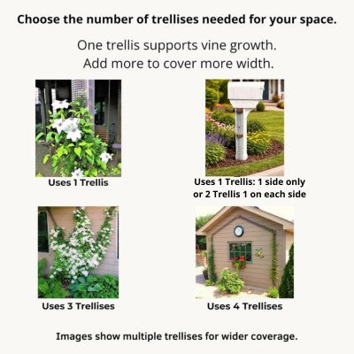 Examples of Scroll Trellis installed on mailbox posts, deck posts, porch columns, and siding